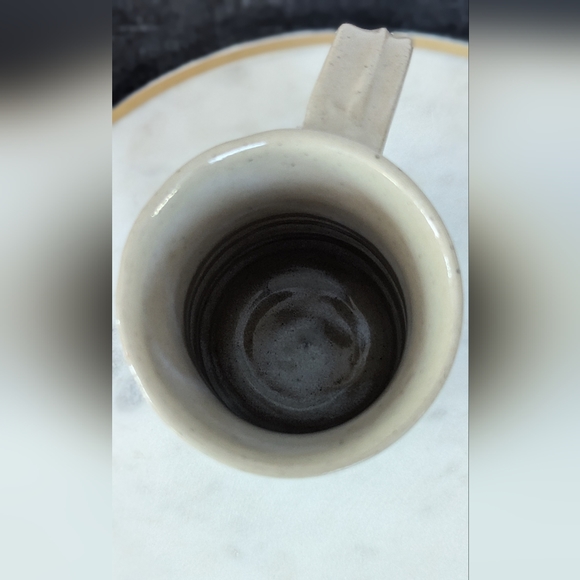 Vintage Studio Art Pottery Glazed Hand Painted Blue Irises Floral Mug - Picture 6 of 9